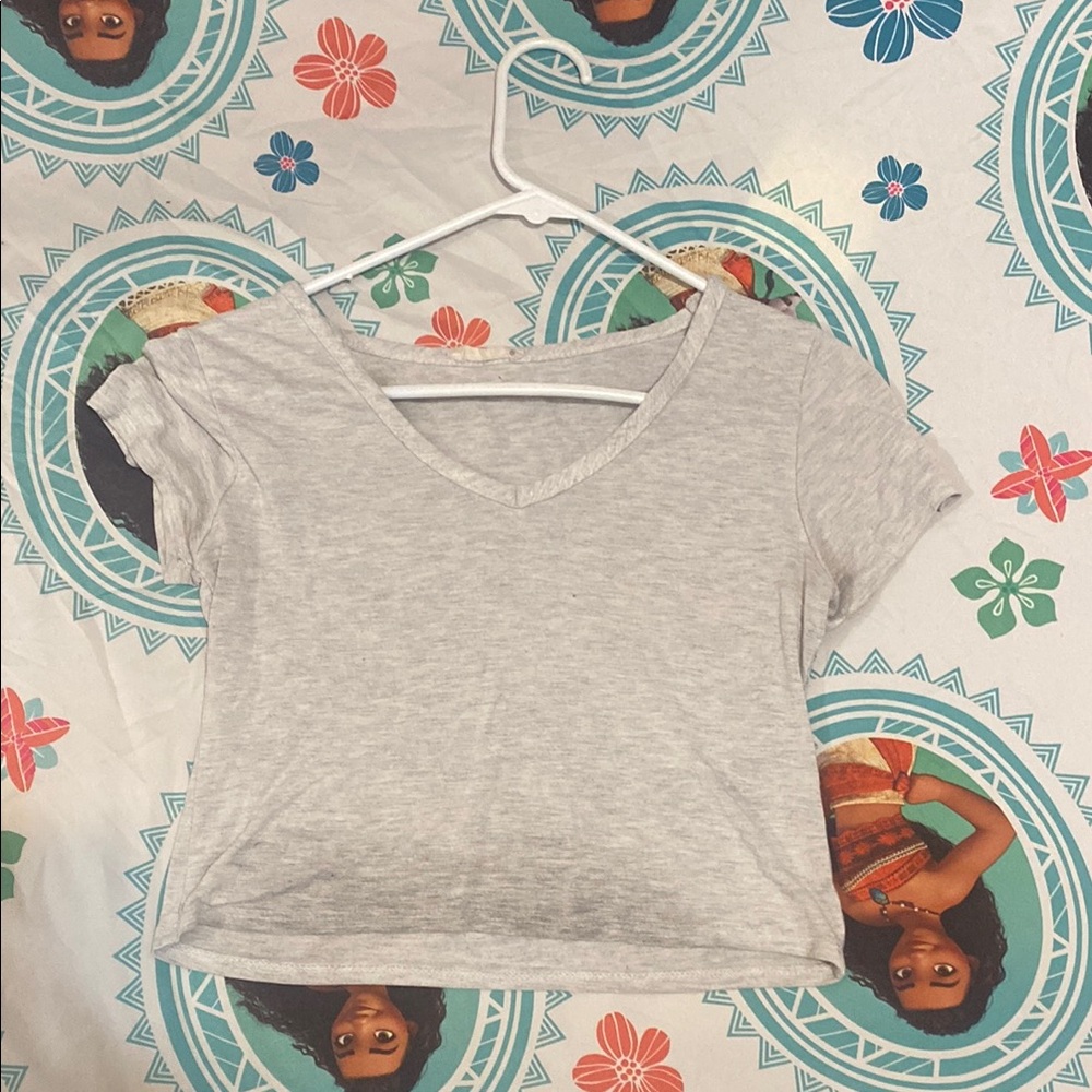 Gray Women's V-Neck Top